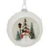 Ball With Snowman Scene Glass Ornament