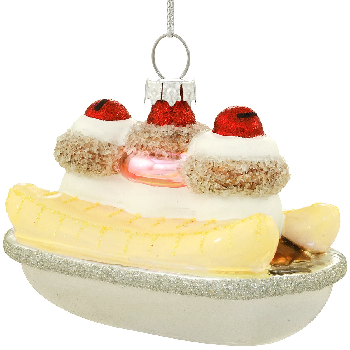 Banana Split Glass Ornament 3 Banana Split Glass Ornament