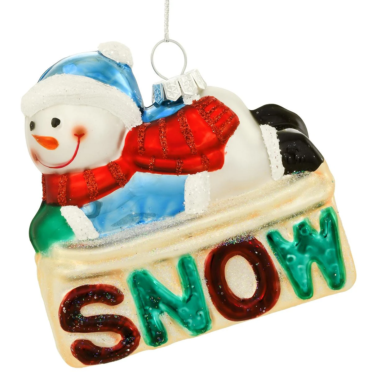 Snowman With Letters SNOW Glass Ornament 3 Snowman With Letters SNOW Glass Ornament