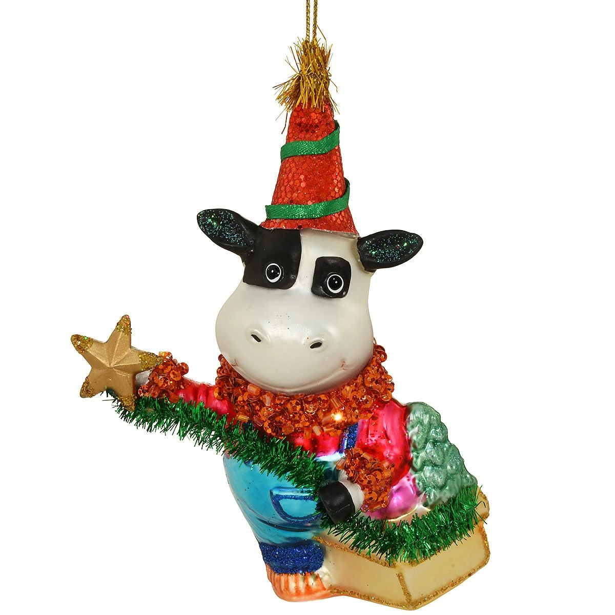 Mr. Cow With Star 5 Inch Glass Ornament 3 Mr. Cow With Star 5 Inch Glass Ornament