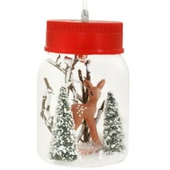 Deer In Jar “Snow Globe” Glass Ornament