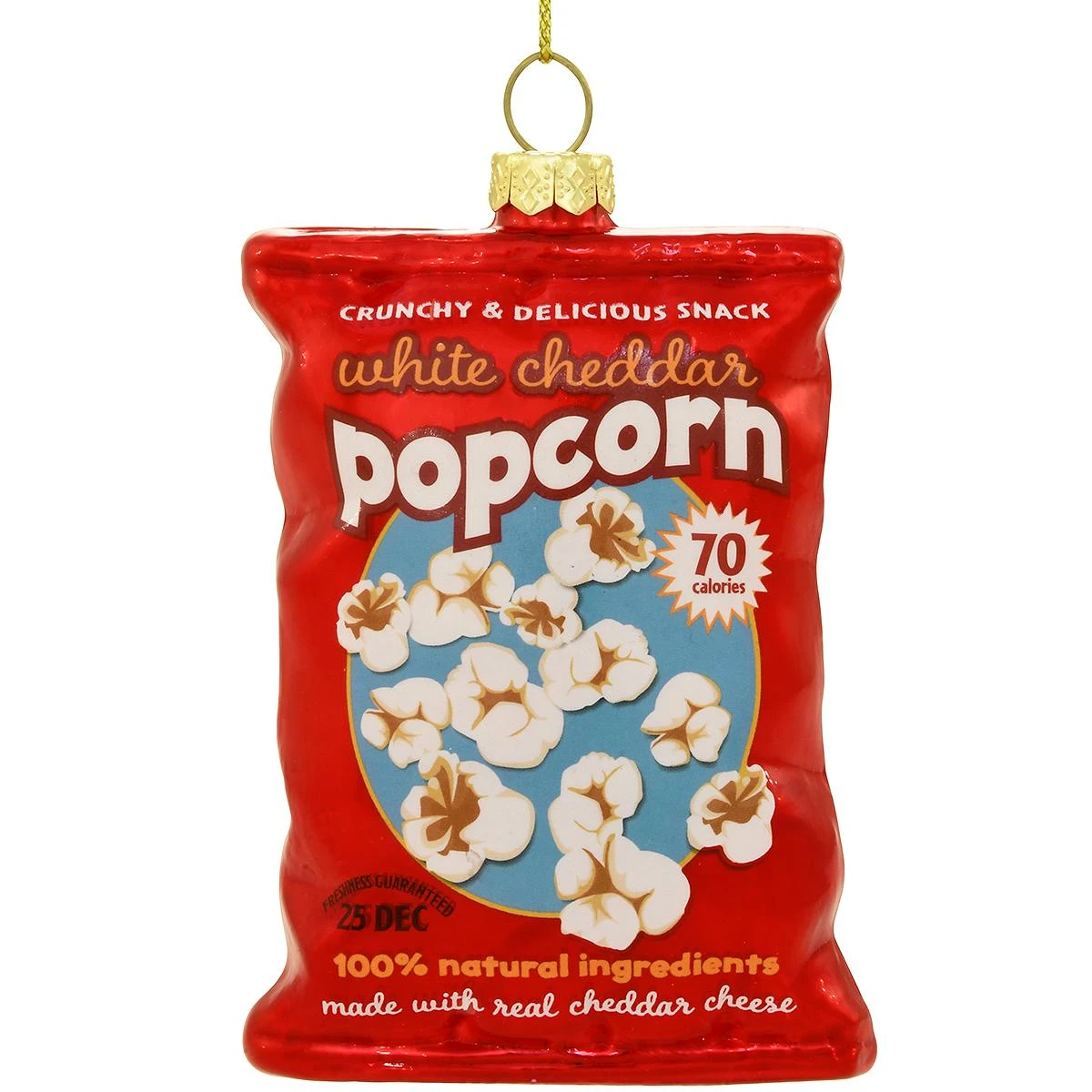 White Cheddar Popcorn Glass Ornament 3 White Cheddar Popcorn Glass Ornament