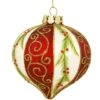 Red, White, And Green Onion Shape Glass Ornament