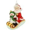 Santa With Snowman On Sled Glass Ornament 2 Santa With Snowman On Sled Glass Ornament -Holiday Decoration Store 1261332 web 1.default
