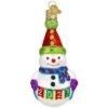 2023 Party Snowman Glass Ornament