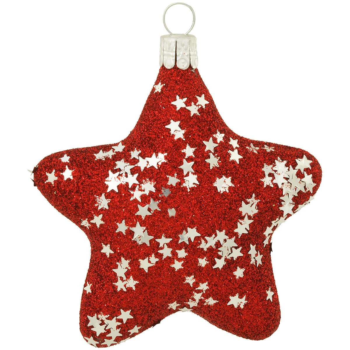 Red Glitter Star Glass Ornament 3 Red Glitter Star Glass Ornament