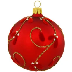 Red With Ivy Glass Ornament
