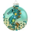 Blue Seahorse Glass Ornament