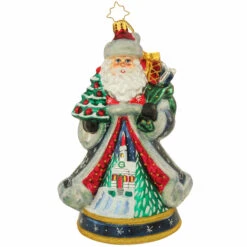 Santa's Snowy Scene Christopher Radko Glass Ornament