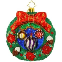 Christmas Cheer Wreath Christopher Radko Glass Ornament