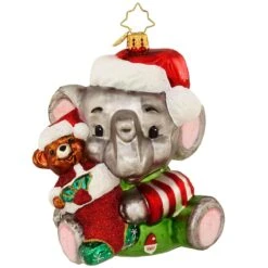 Ellie's First Christmas Radko Elephant Glass Ornament