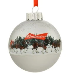 Budweiser Clydesdale Scene Glass Ornament