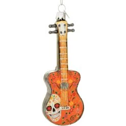 Day Of The Dead Acoustic Guitar Glass Ornament