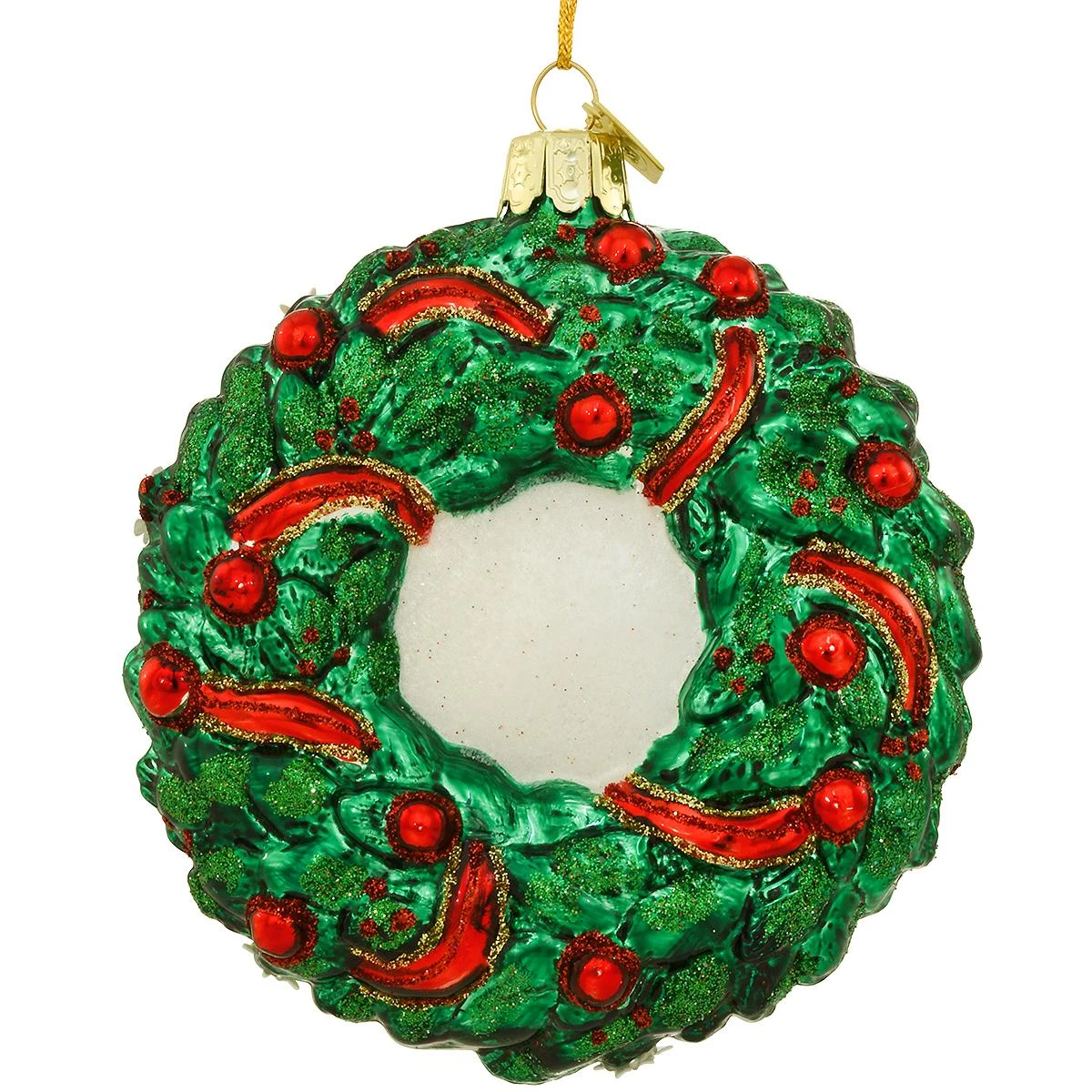 Snowman Wreath Glass Ornament 4 Snowman Wreath Glass Ornament - Image 2