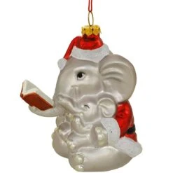Elephant Santa And Baby Ornament