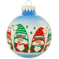 Gnome Family Of 4 4-Inch Glass Ornament