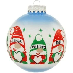 Gnome Family Of 5 4-Inch Glass Ornament