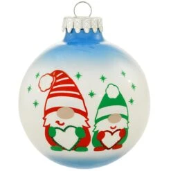 Personalized Gnome Parent And 1 Child 4" Glass Ornament -Holiday Decoration Store 1261793 web 2