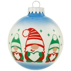 Personalized Gnome Parent And 2 Children 4 Inch Glass Ornament -Holiday Decoration Store 1261794 web 2