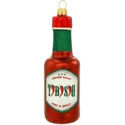 Hot And Spicy Tabasco Sauce Bottle Glass Ornament