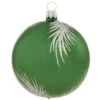 Shiny Green With Feather Design Glass Ornament