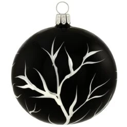 Black With Trees 3 Inch Glass Ornament