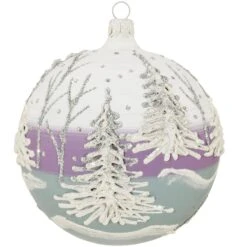 3D Silver And White Trees Glass Ornament