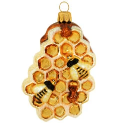 Honeycomb With Bees 3 Inch Glass Ornament