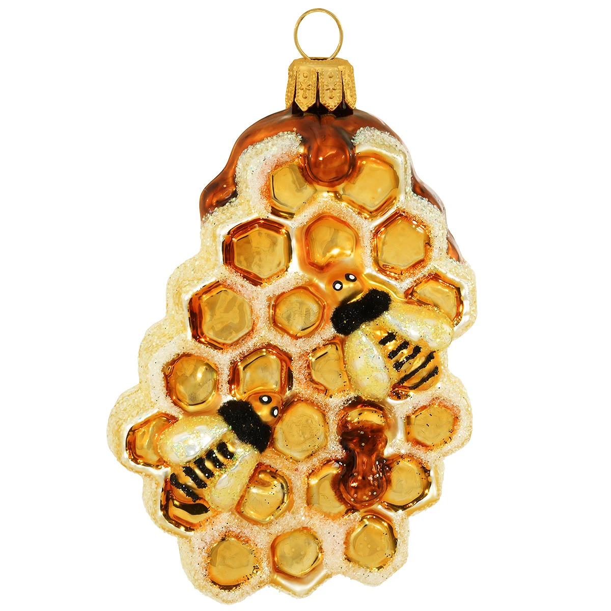 Honeycomb With Bees 3 Inch Glass Ornament 3 Honeycomb With Bees 3 Inch Glass Ornament