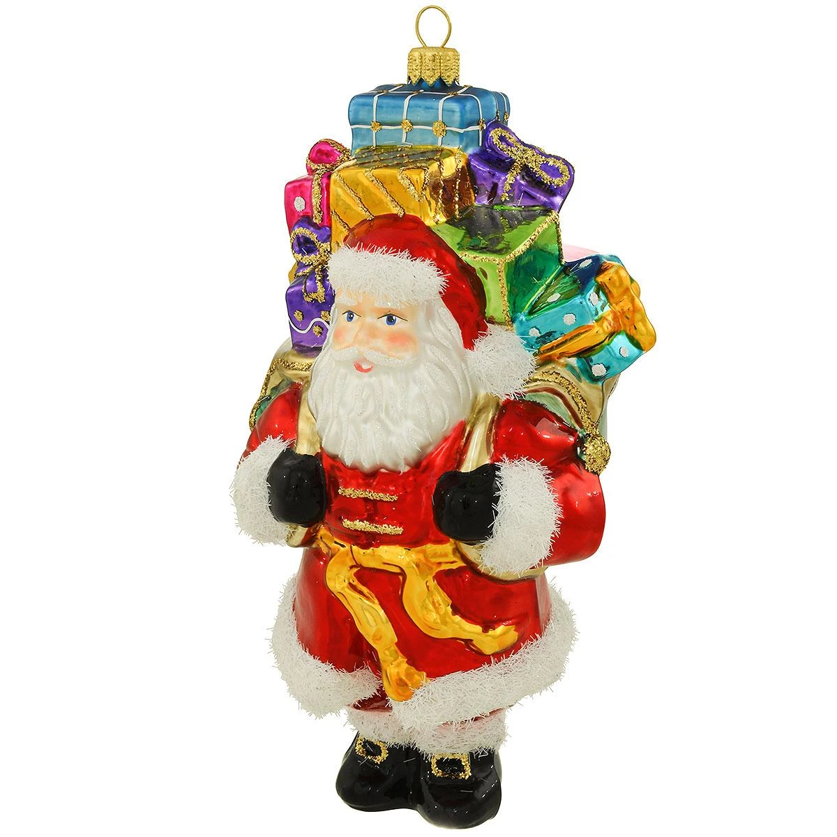 Santa With Bag Of Presents Glass Ornament 3 Santa With Bag Of Presents Glass Ornament