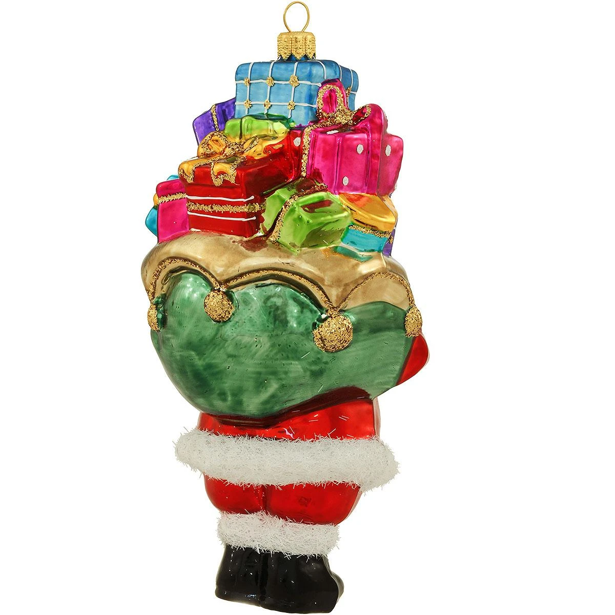 Santa With Bag Of Presents Glass Ornament 4 Santa With Bag Of Presents Glass Ornament - Image 2