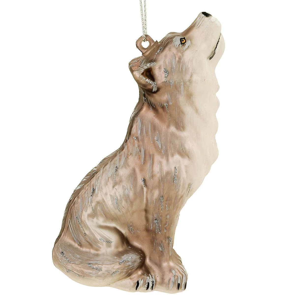 Grey Wolf Sitting Glass Ornament 3 Grey Wolf Sitting Glass Ornament