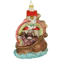 Noah's Ark With Rainbow Glass Ornament -Holiday Decoration Store 1270010 web 2