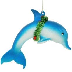 Dolphin Spun Glass Ornament 4.25 Inch