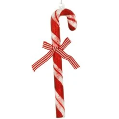 Candy Cane 7 Inch Spun Glass Ornament