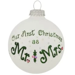 Our First Christmas As Mr. & Mrs. Heart Gifts Glass Ornament