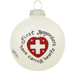 First Responders Heart Gifts Glass Ornament
