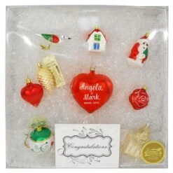 Newlywed Collection Set Of 9 Glass Ornaments