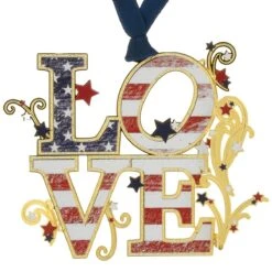 Patriotic LOVE Brass Ornament