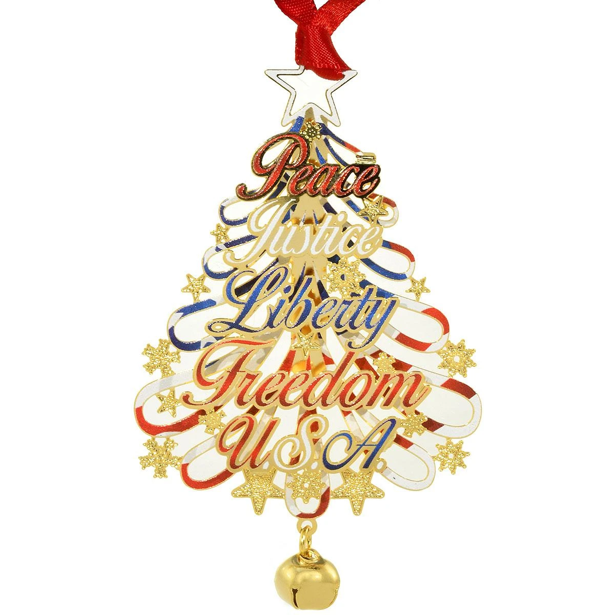 Patriotic Word Tree Brass Ornament 3 Patriotic Word Tree Brass Ornament