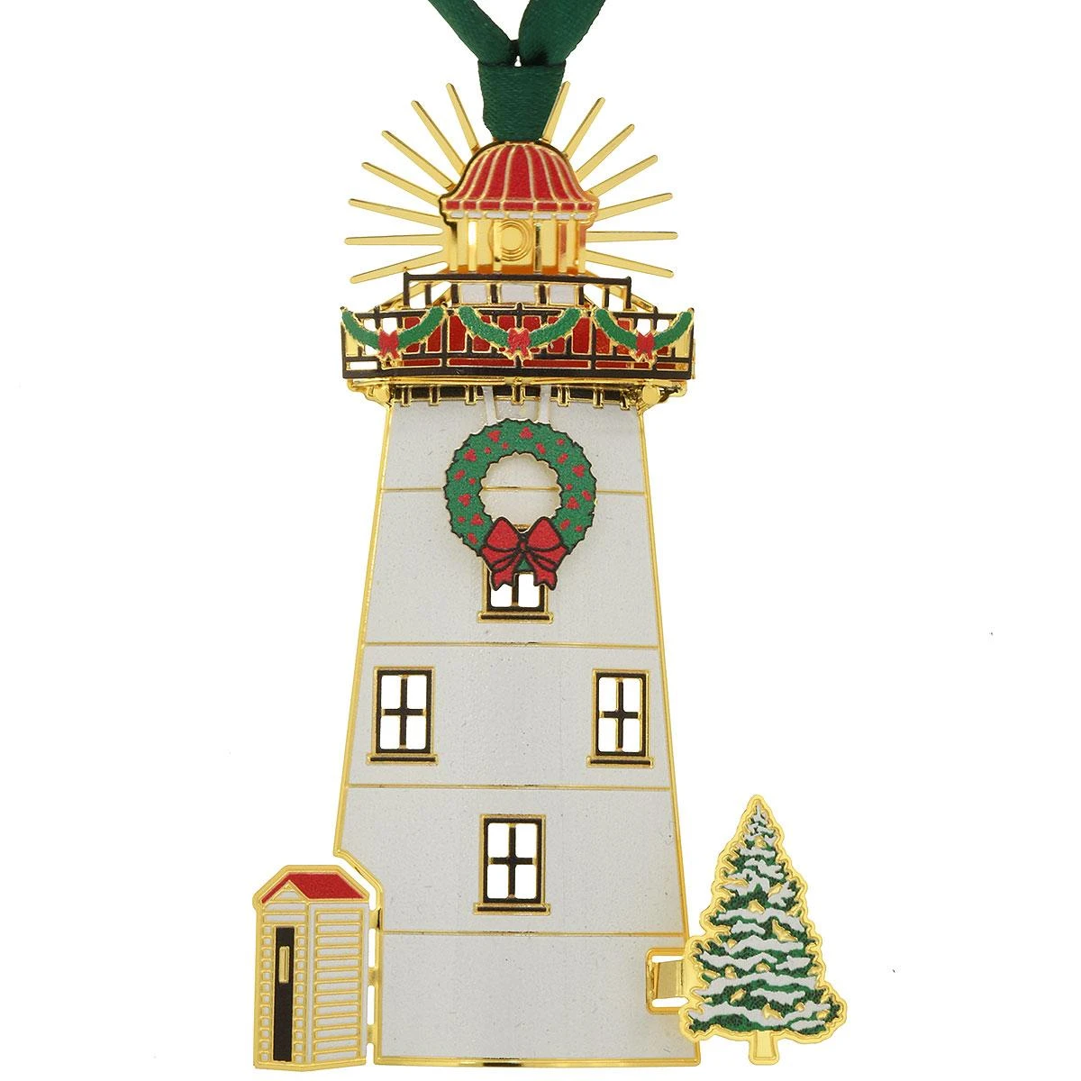 Holiday Lighthouse Brass Ornament 3 Holiday Lighthouse Brass Ornament