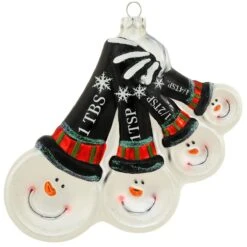 Snowman Measuring Spoons Glass Ornament
