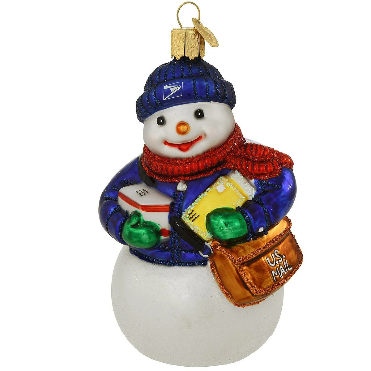USPS Snowman Mail Courier Glass Ornament 3 USPS Snowman Mail Courier Glass Ornament