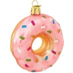 Pink Frosted Donut Glass Ornament