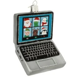 Virtual Friends Laptop Glass Ornament