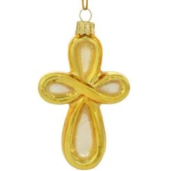 Gold Infinity Cross Glass Ornament