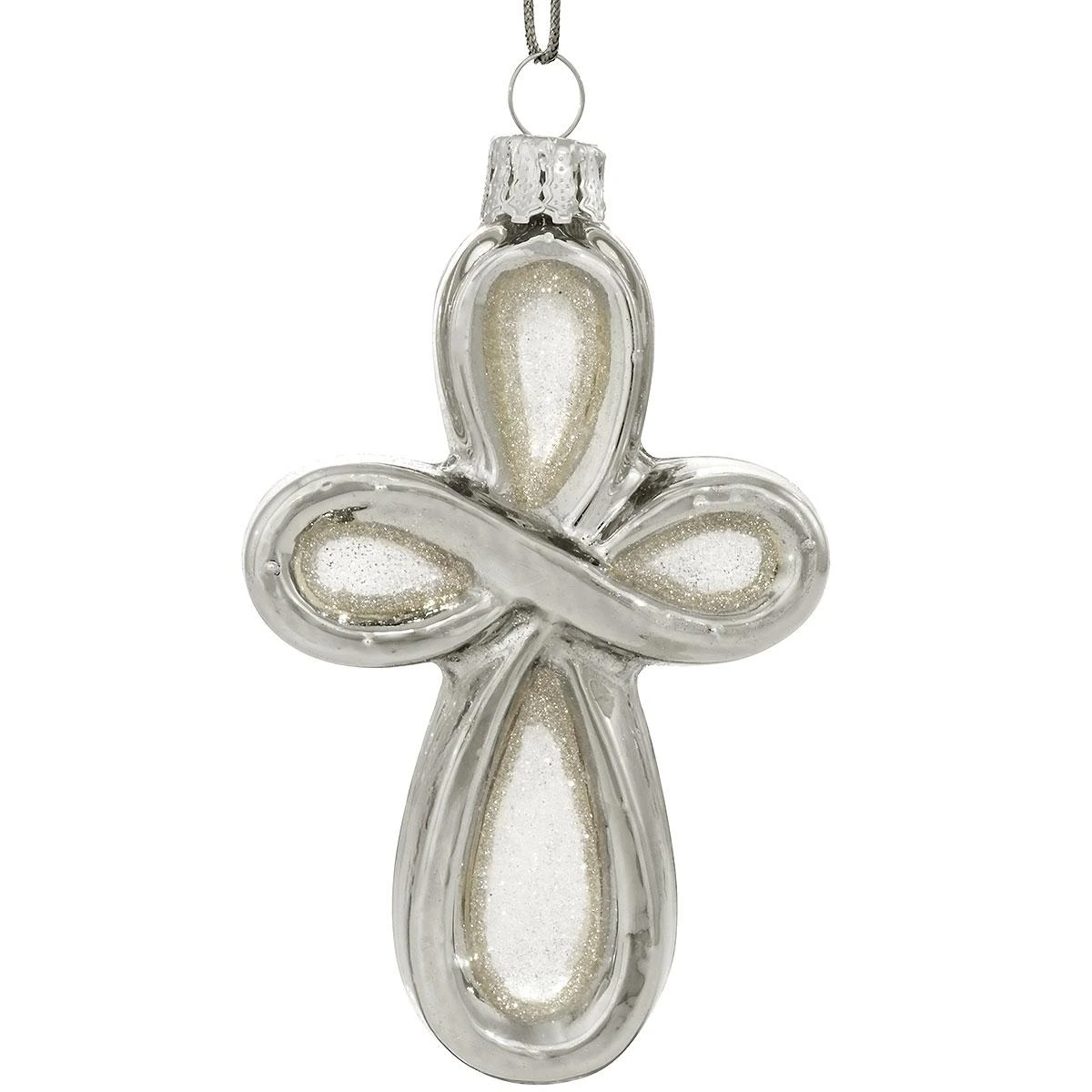 Silver Infinity Cross Glass Ornament 3 Silver Infinity Cross Glass Ornament
