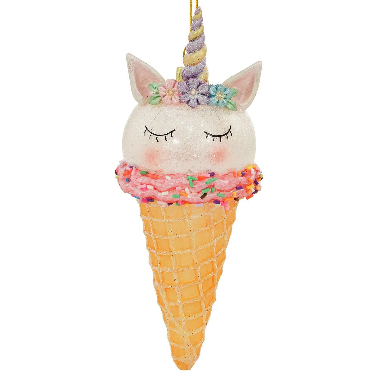 Unicorn Ice Cream Cone 5.5 Inch Glass Ornament 3 Unicorn Ice Cream Cone 5.5 Inch Glass Ornament