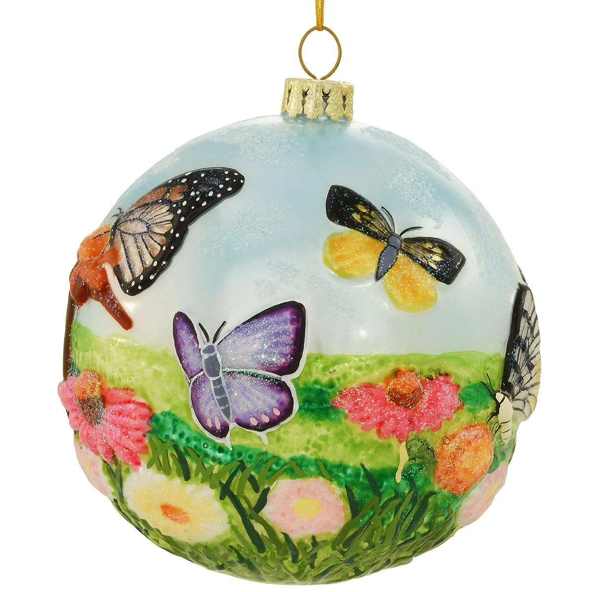 Butterfly Relief 4 Inch Glass Ornament 3 Butterfly Relief 4 Inch Glass Ornament