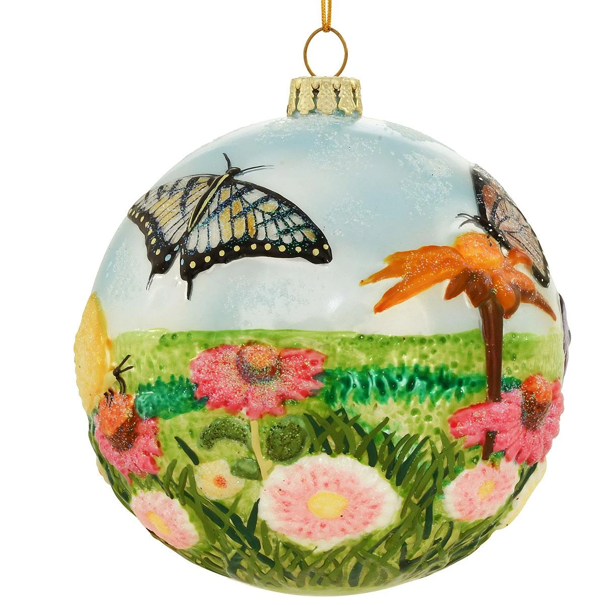 Butterfly Relief 4 Inch Glass Ornament 4 Butterfly Relief 4 Inch Glass Ornament - Image 2